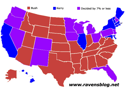 purple states in 2004