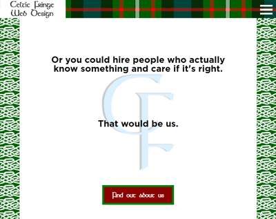 screen shot of Celtic Fringe Web Design